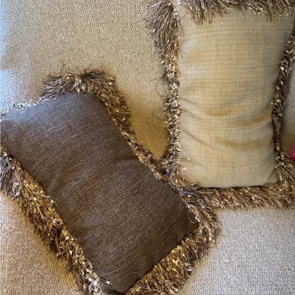 Fringed Throw Pillows Trio - Picture 2 of 3